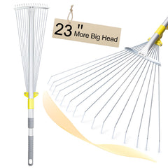 Jardineer Adjustable Rake with 64-inch handle and yellow and silver design