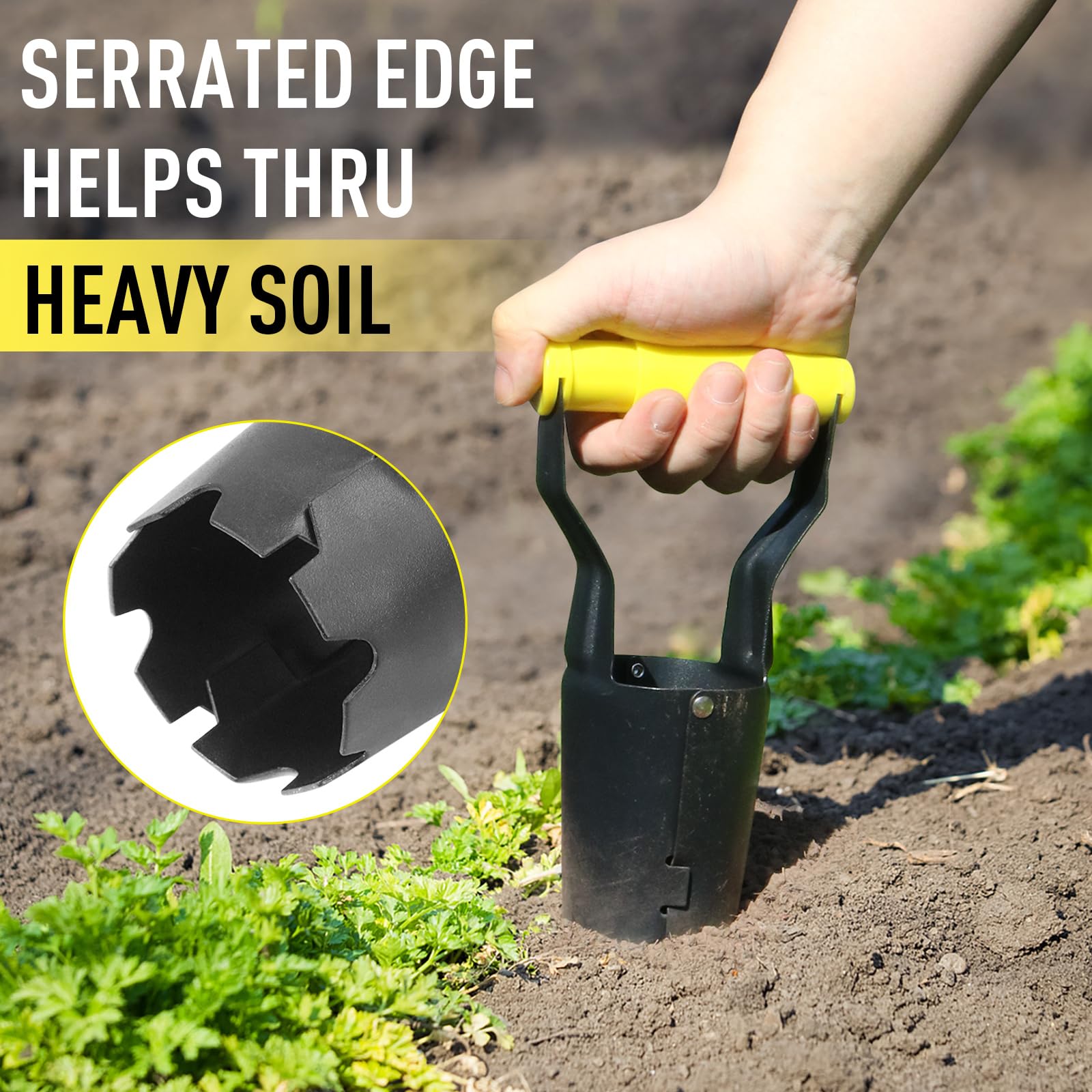Jardineer Small Bulb Planter Tool depth markings on blade