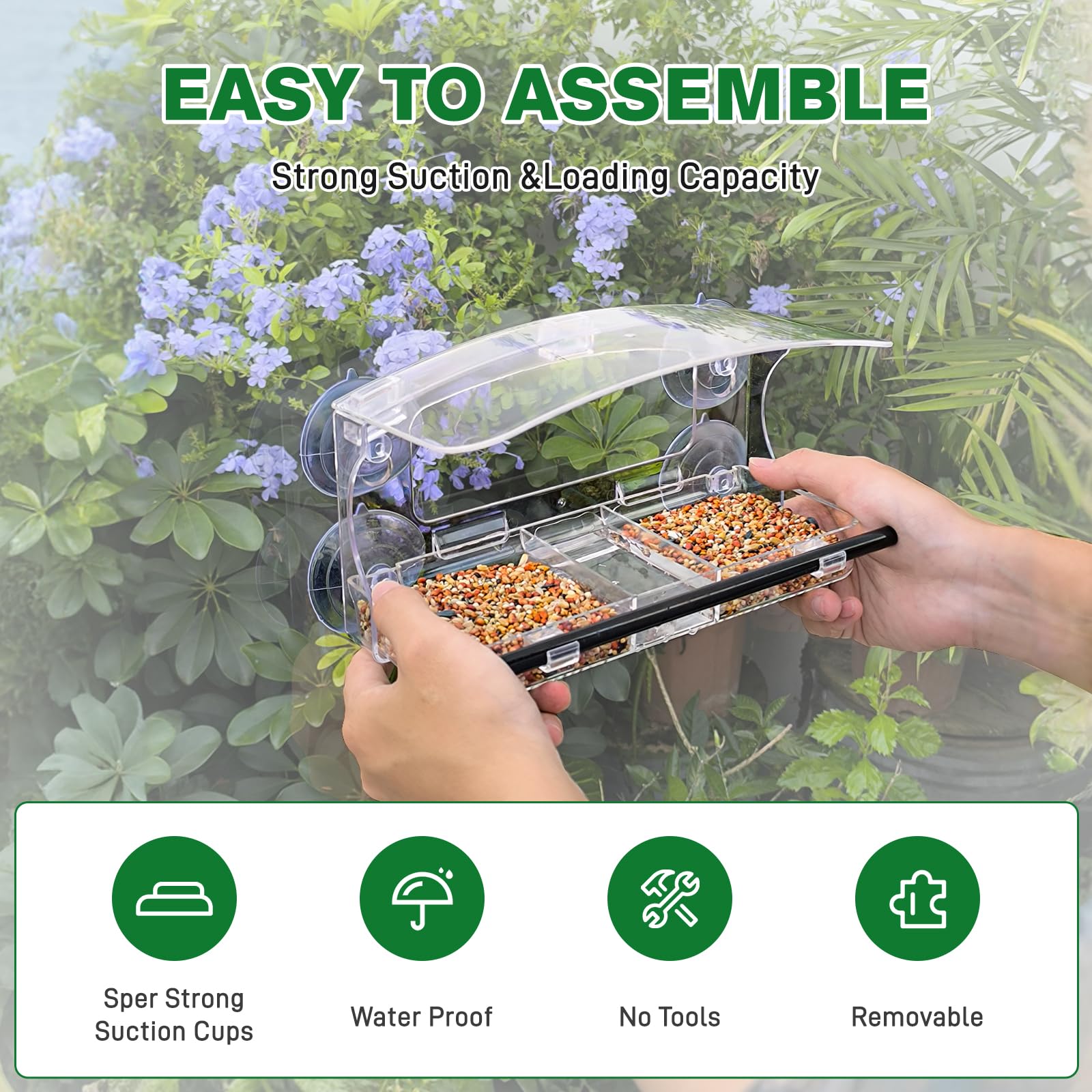 Jarkyfine Window Bird Feeder with birds feeding