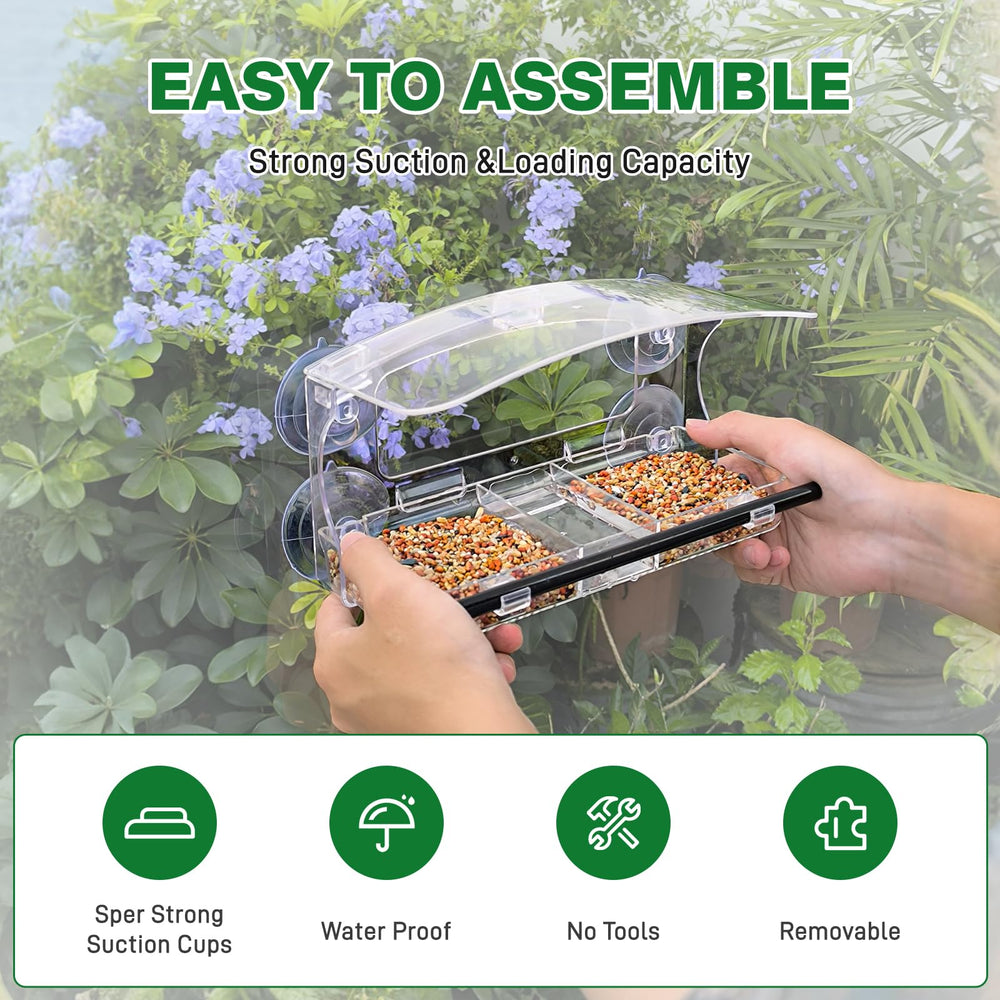 Jarkyfine Window Bird Feeder with birds feeding