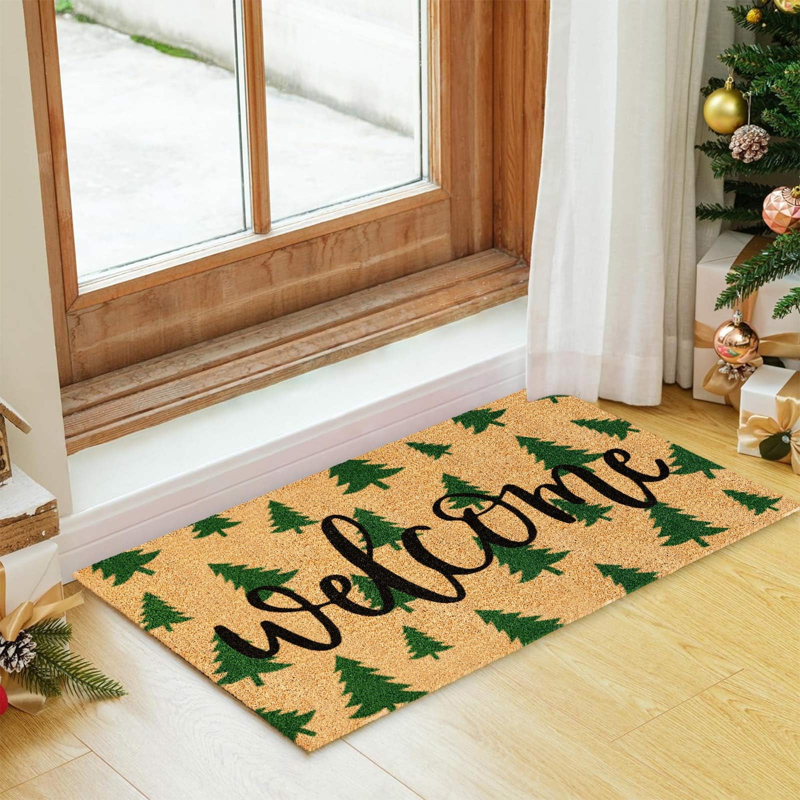 JarThenaAMCS Christmas Doormat in outdoor setting