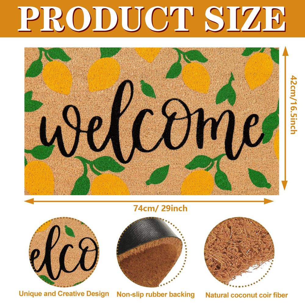 JarThenaAMCS Lemon Coir Door Mat side view showing thickness