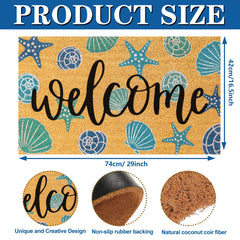 JarThenaAMCS Seashell Coir Door Mat side view showing thickness