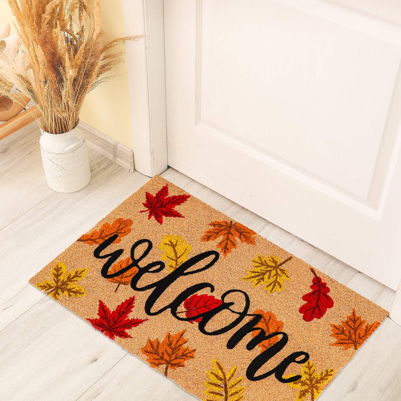 JarThenaAMCS Welcome Door Mat with warm autumn colours