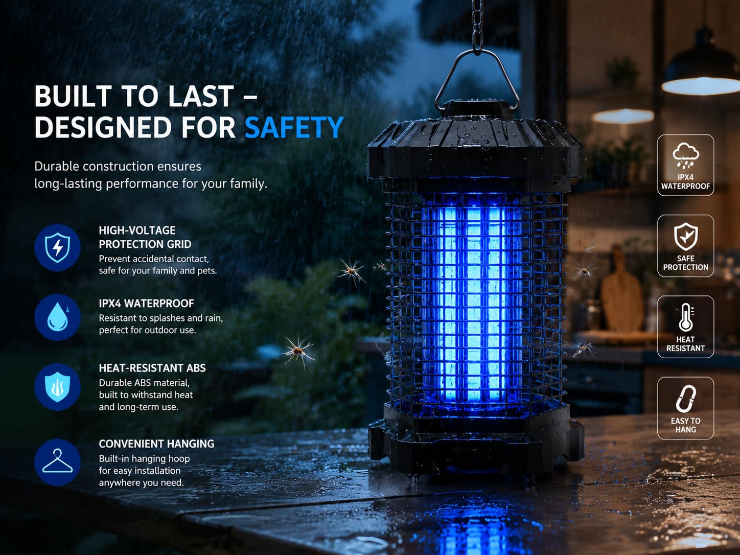 Jawlark Bug Zapper hanging loop for easy installation
