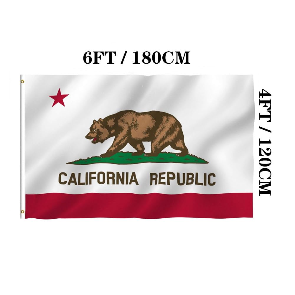 Jayus California State Flag 4x6 FT displayed on a flagpole