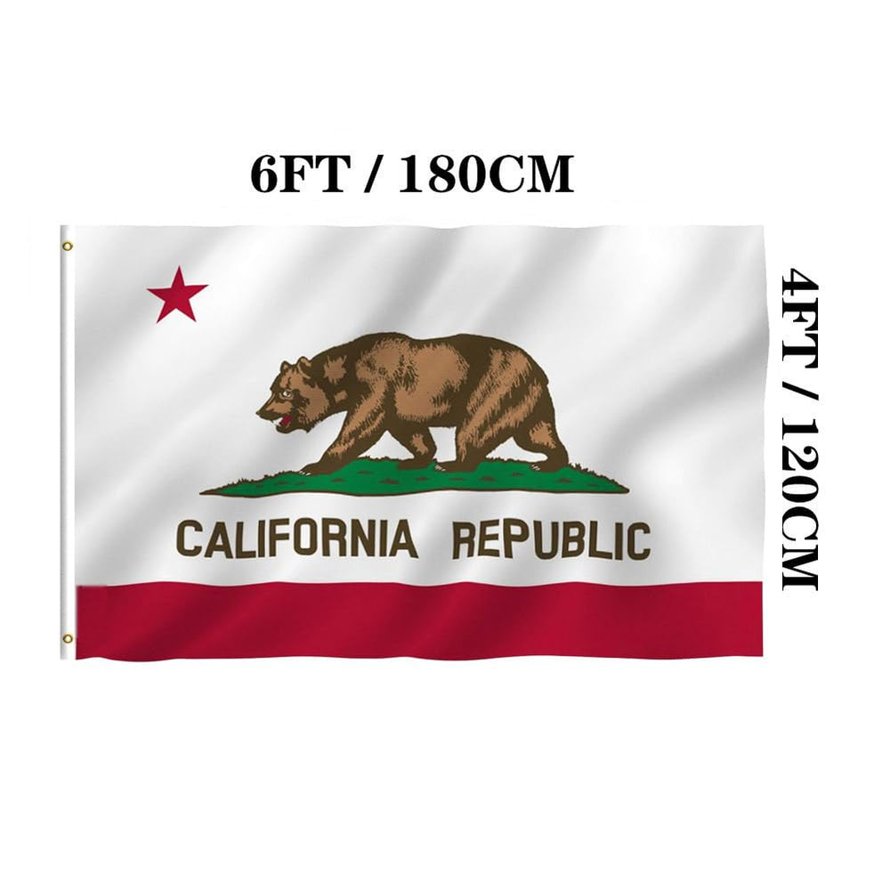 Jayus California State Flag 4x6 FT displayed on a flagpole