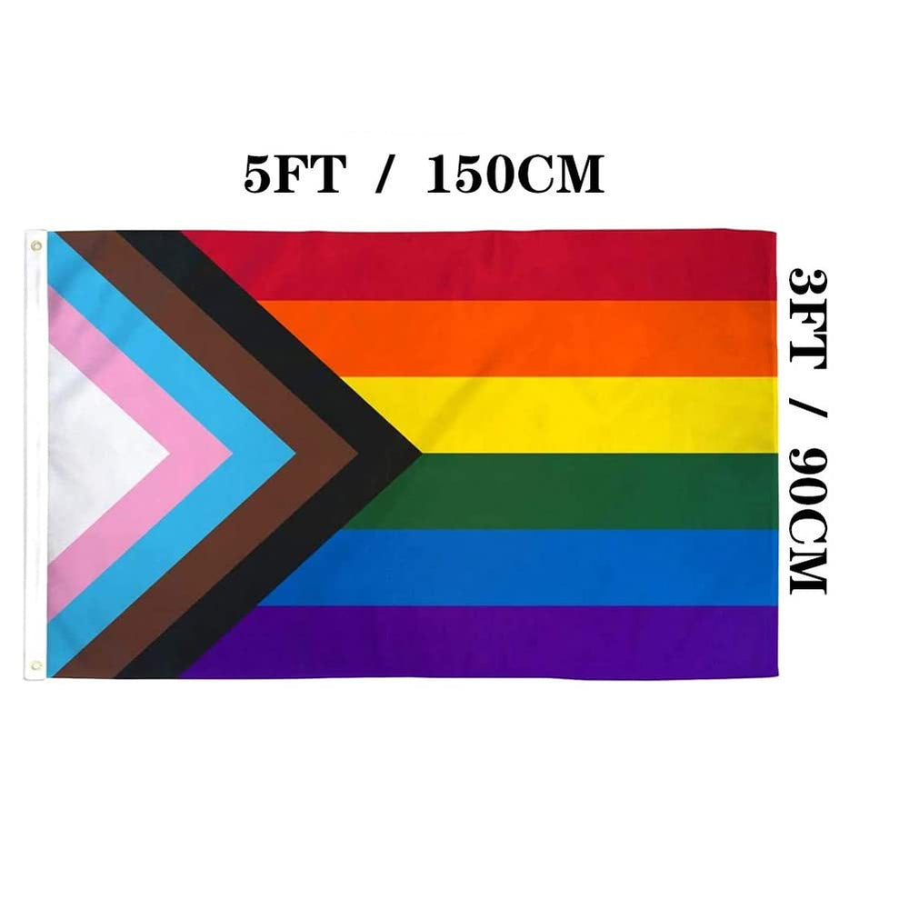 Jayus Progress Pride Flag in a public space