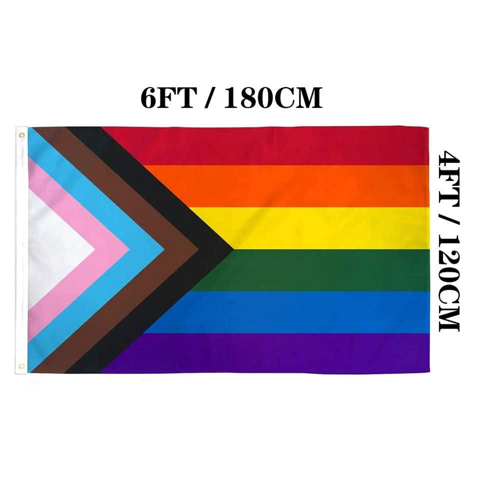 Jayus Progress Pride Rainbow Flag 4x6 FT showing vibrant colours