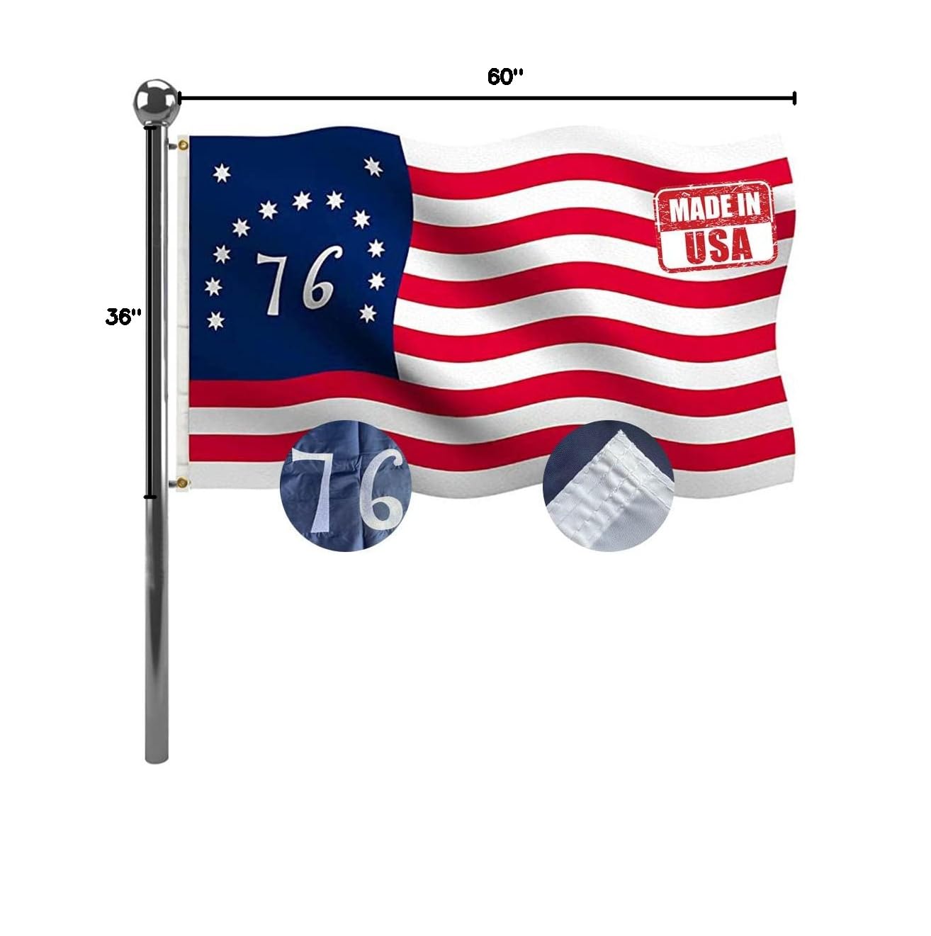 Jayus US Flag in its packaging inside an OPP bag