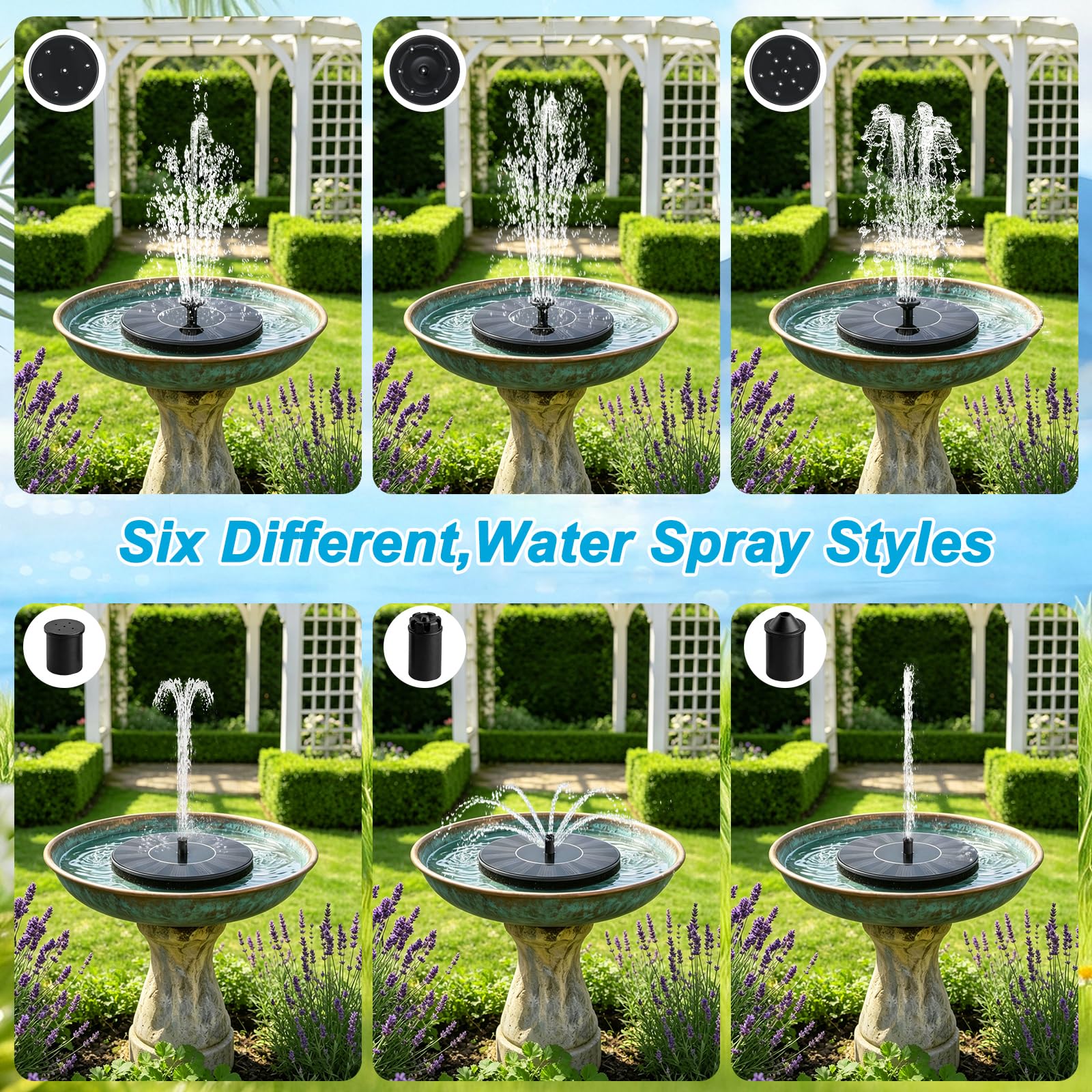 Jbobbju solar fountain pump in a bird bath