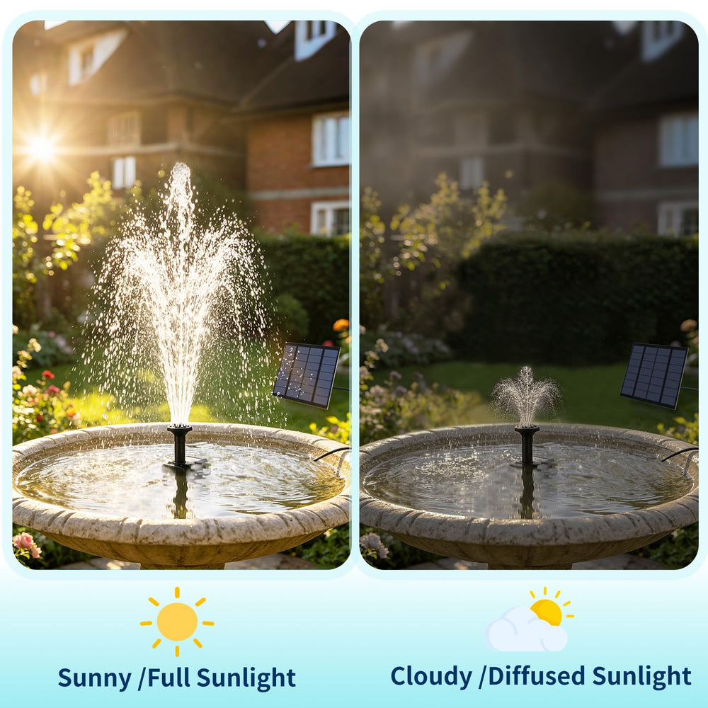 Jbobbju Solar Fountain Pump in a bird bath setup