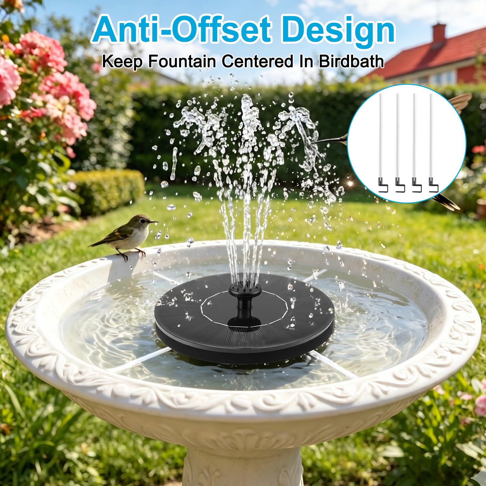 Jbobbju solar fountain pump in a garden pond