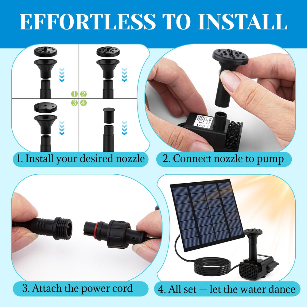 Jbobbju Solar Fountain Pump in use in a garden pond
