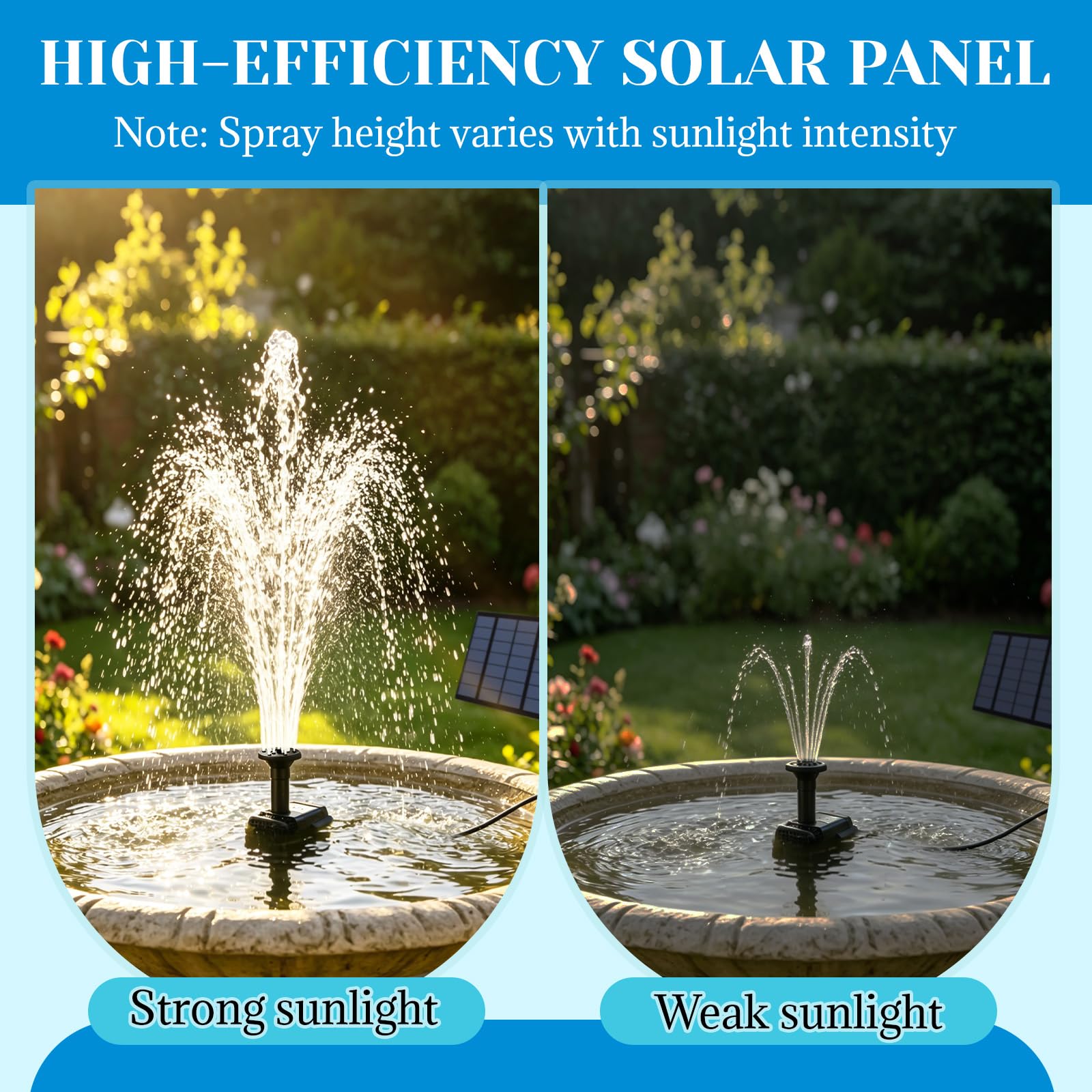 Jbobbju Solar Fountain Pump installed in bird bath