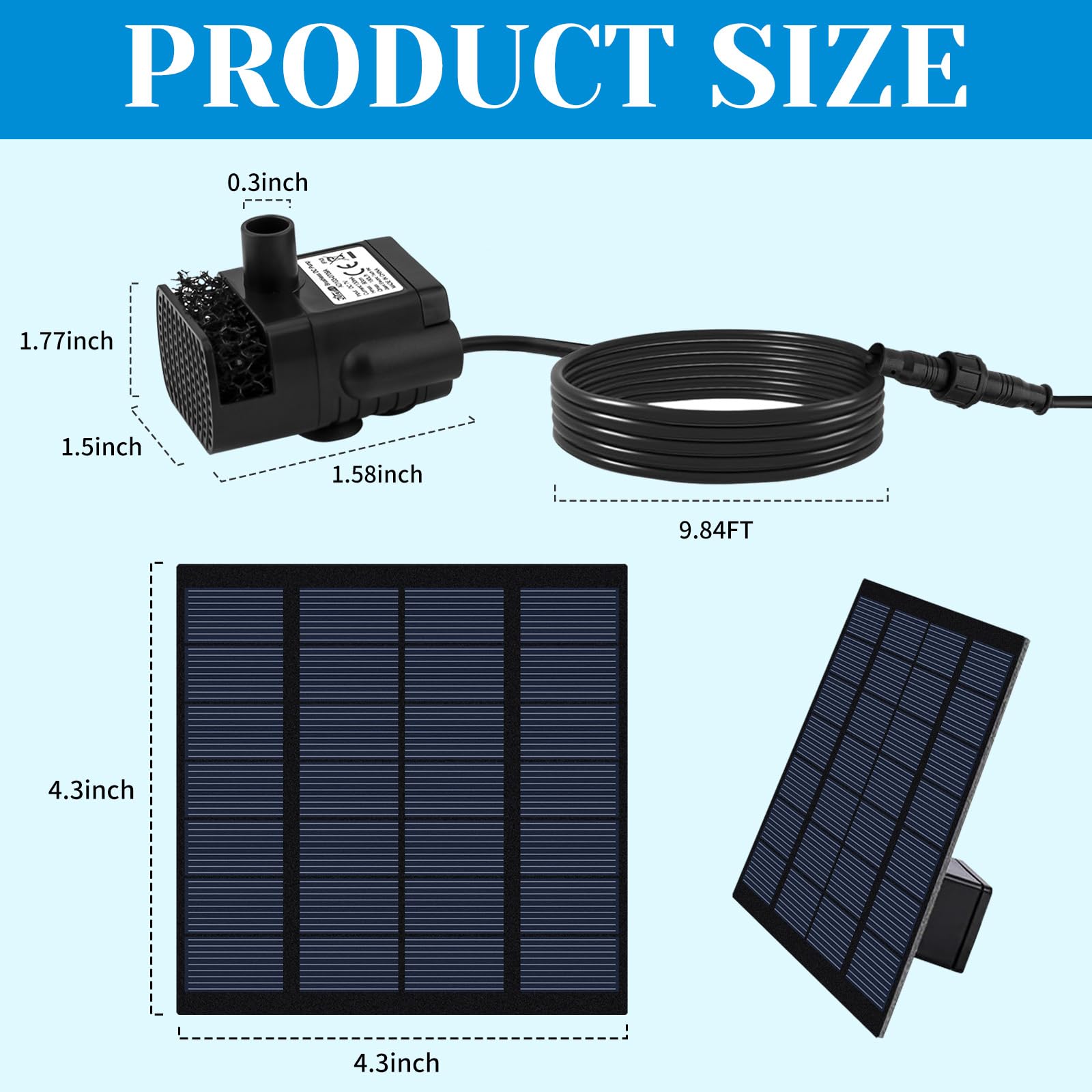 Jbobbju Solar Fountain Pump packaging and instructions