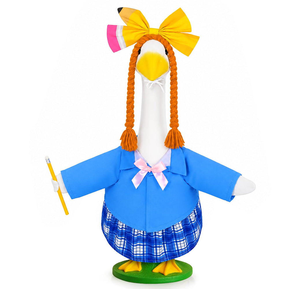 JcHrmers Back to School Goose Outfit with plaid skirt and wig