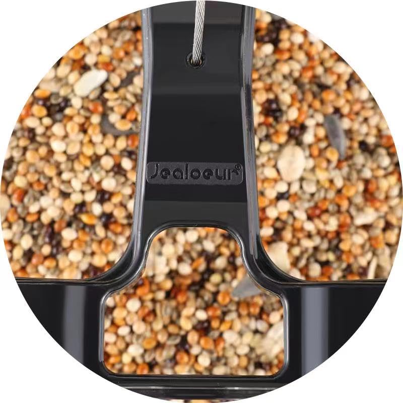Jealoeur Bird Feeder dimensions shown with measuring tape