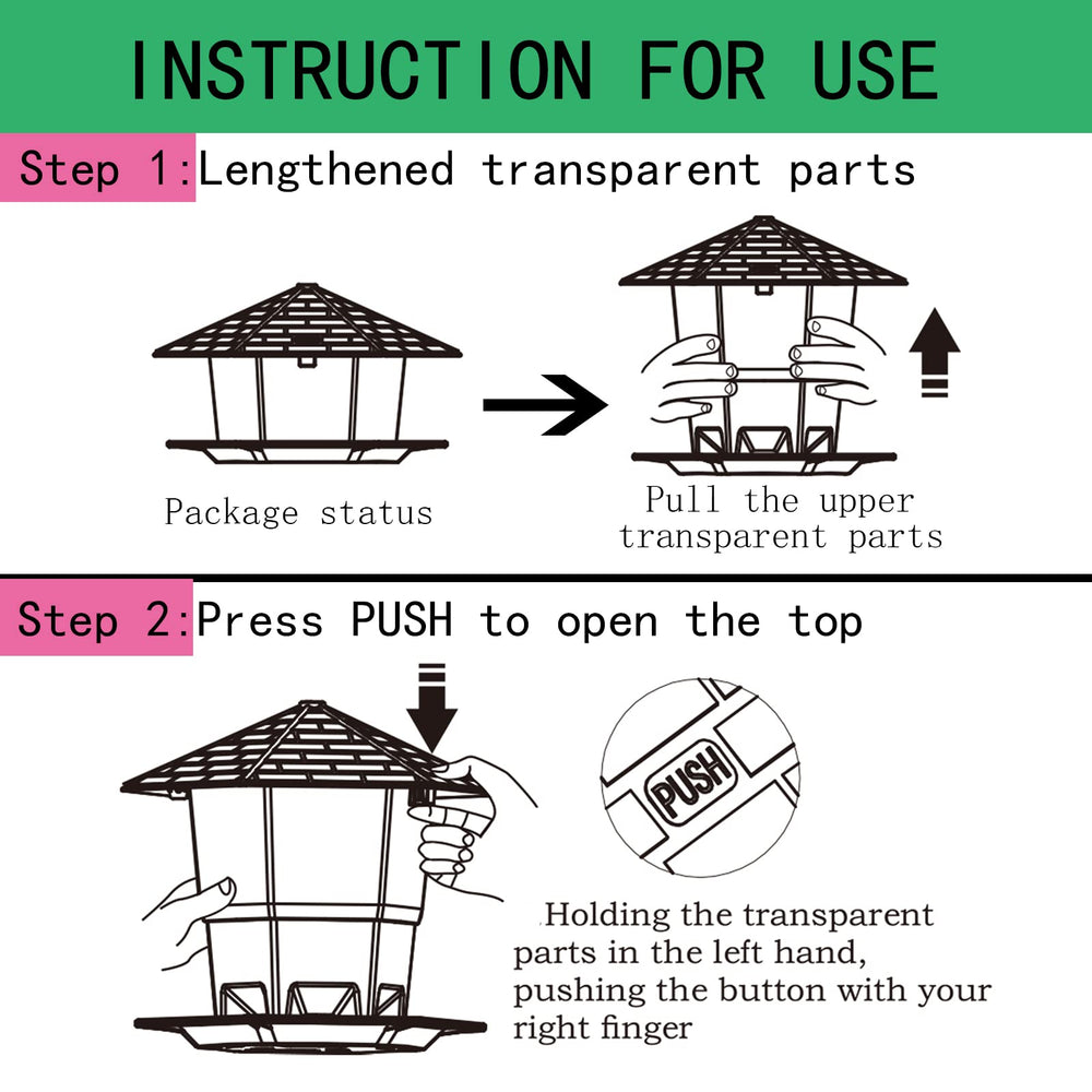 Jealoeur Outdoor Hanging Bird Feeder showing latch feature