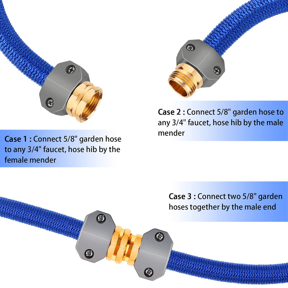 Jeeker hose connectors installed on garden hoses