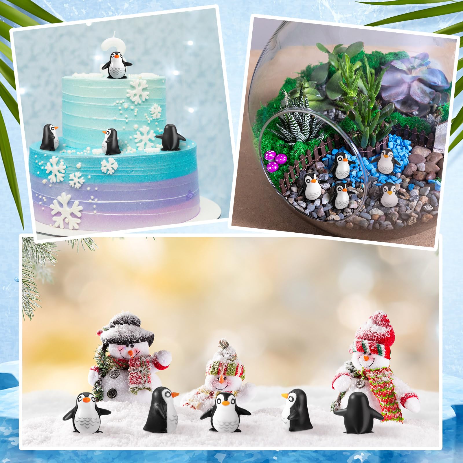JellyArch miniature penguins in a terrarium display