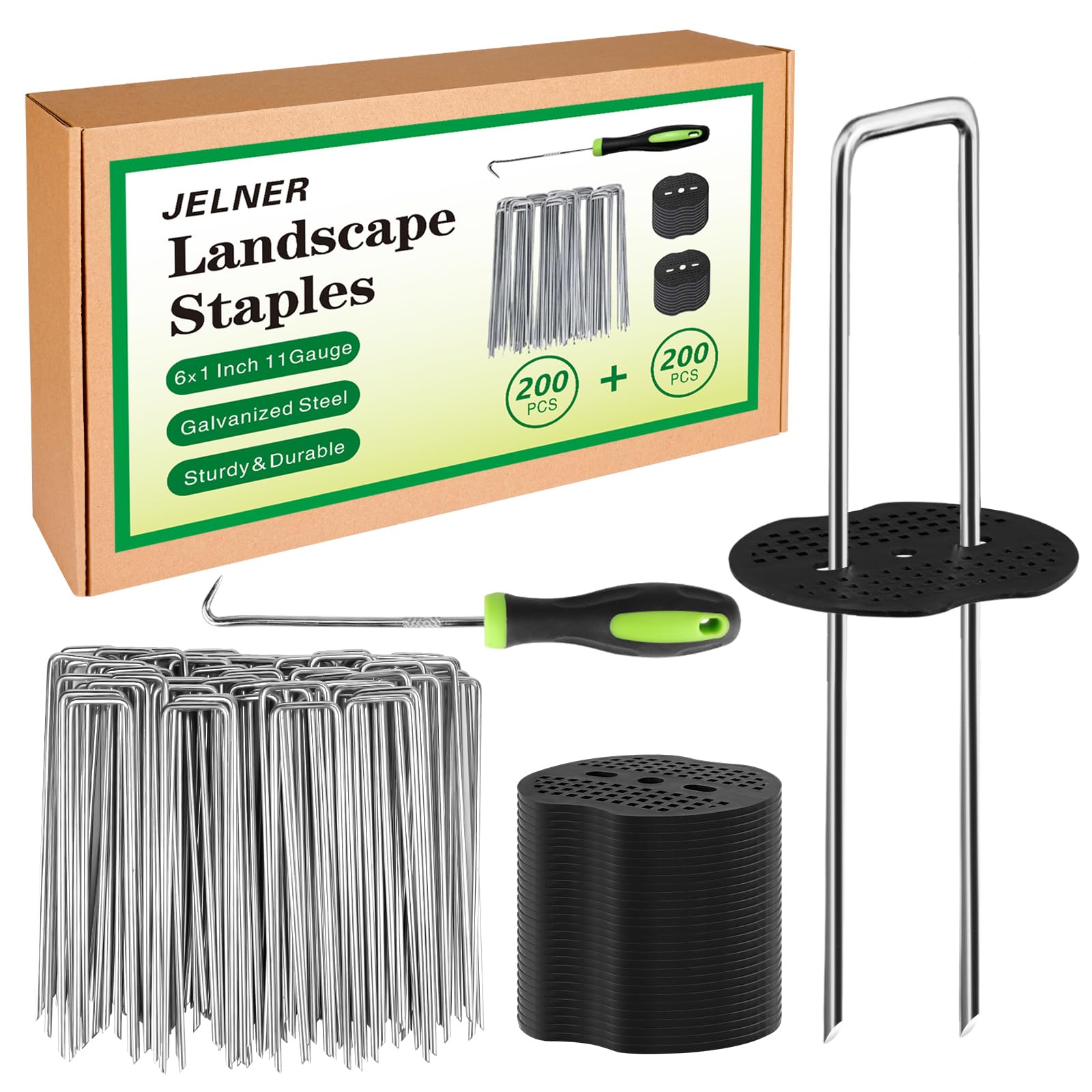 JELNER 6-inch garden stakes pack with gaskets and pick hook