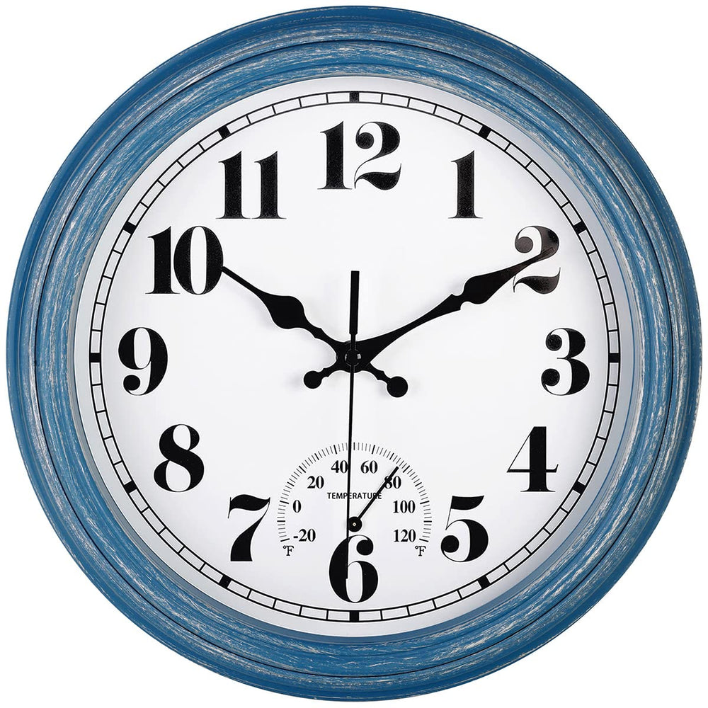 JENLYSTIME 12 Inch Blue Waterproof Wall Clock front view