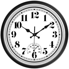 JENLYSTIME 12-inch outdoor clock silver model front view
