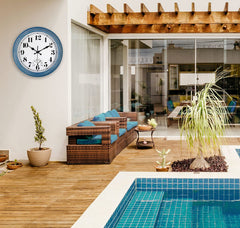 JENLYSTIME Wall Clock displayed on a patio
