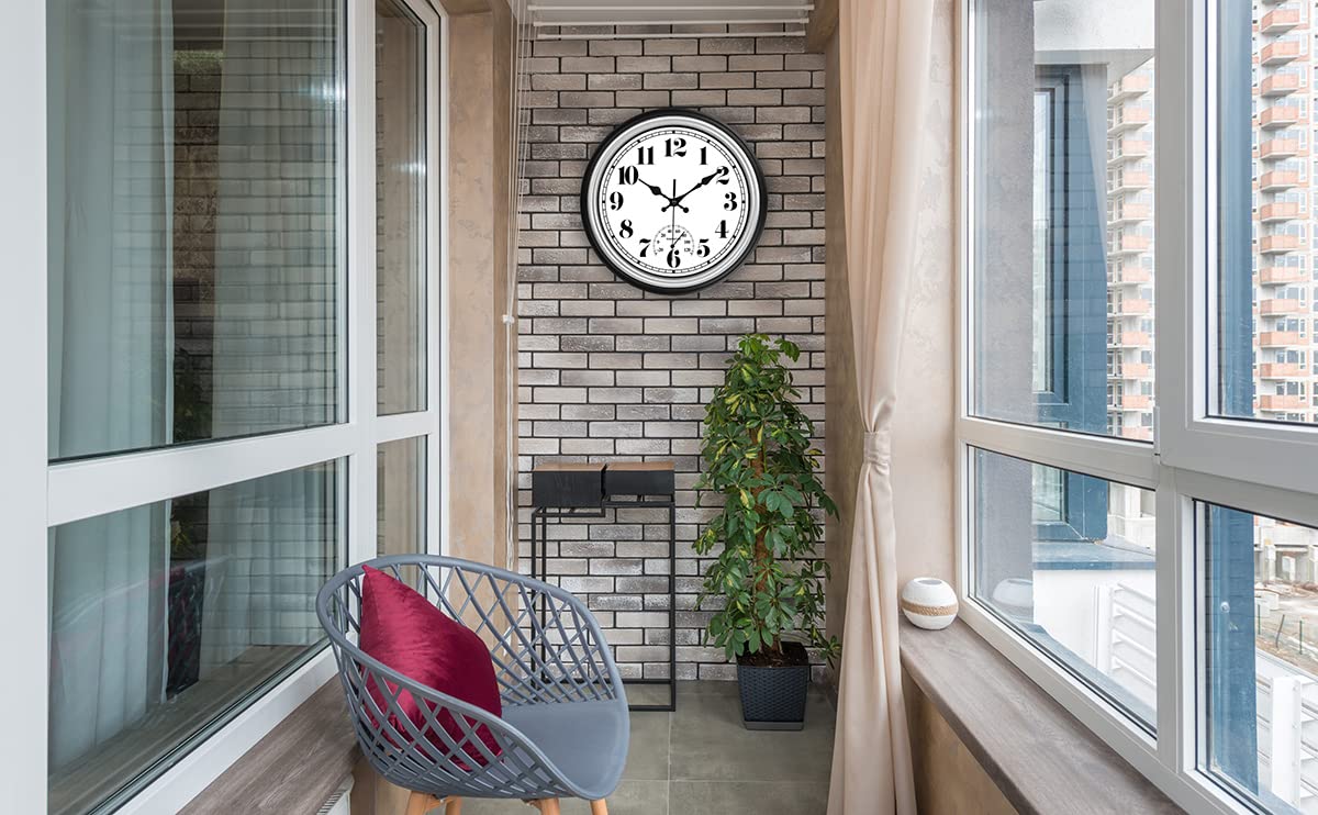 JENLYSTIME wall clock mounted on a patio wall