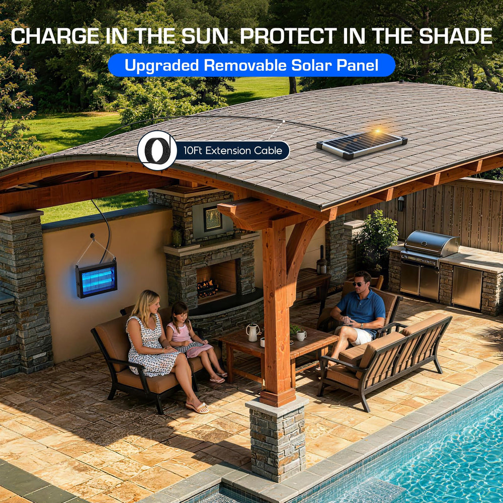 jepwe Solar Bug Zapper in outdoor gathering environment