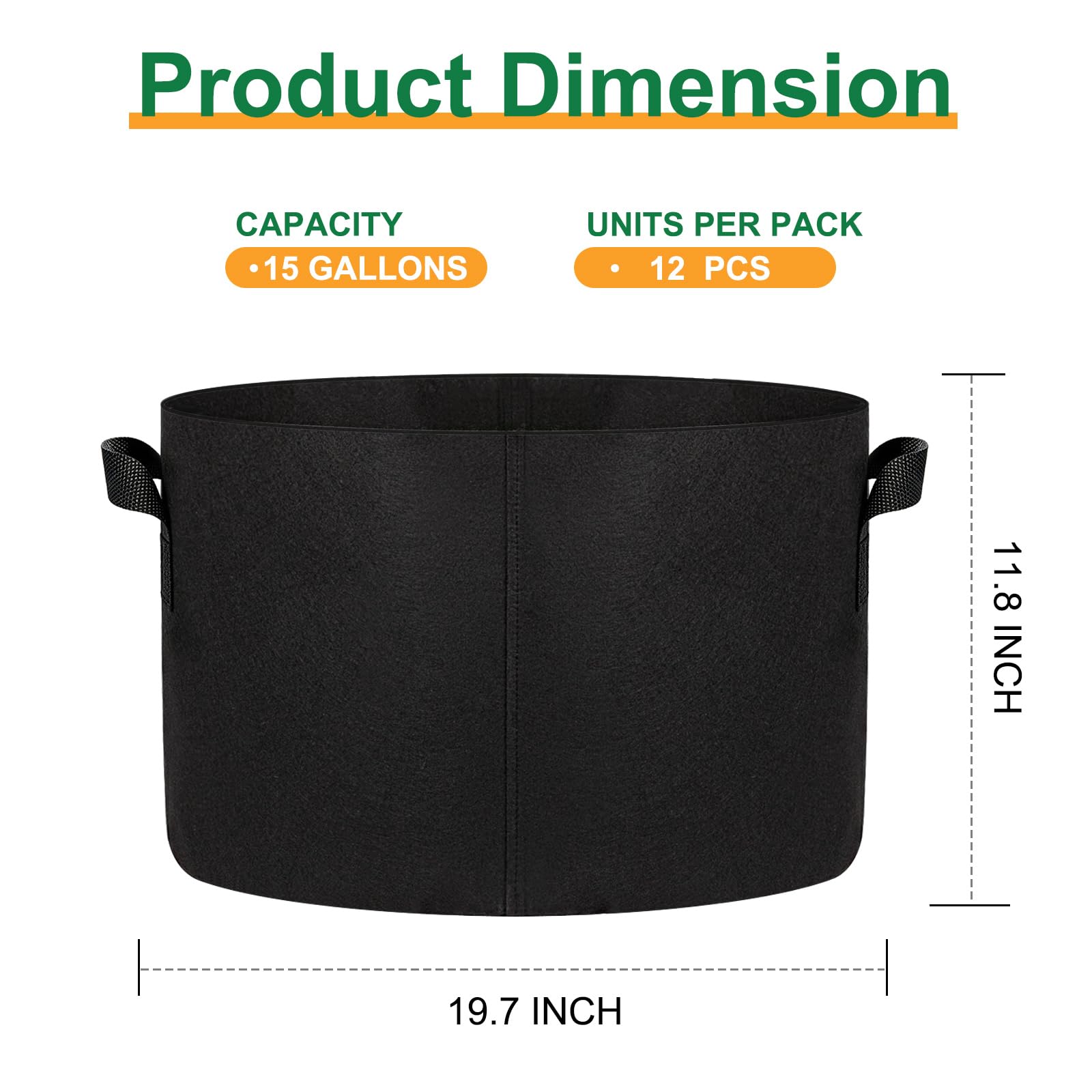 JERIA 15 Gallon Grow Bags stacked for easy storage