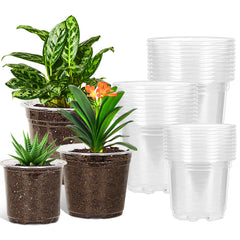 JERIA 30 Pack clear nursery pots set including 5, 6, and 7 inch sizes