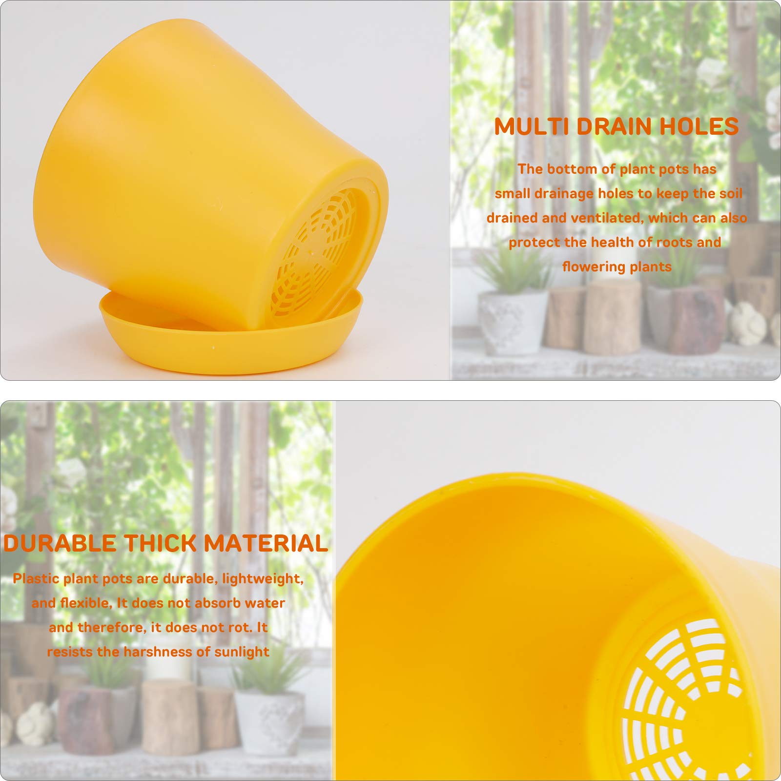 JERIA 4-inch plant pot filled with small seedlings on a patio