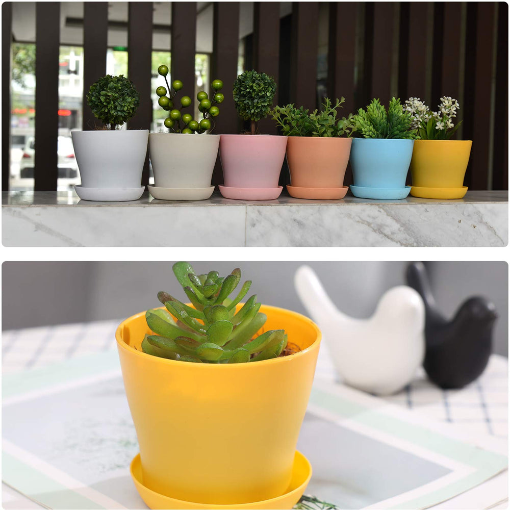 JERIA 4-inch plant pots arranged in a garden setting