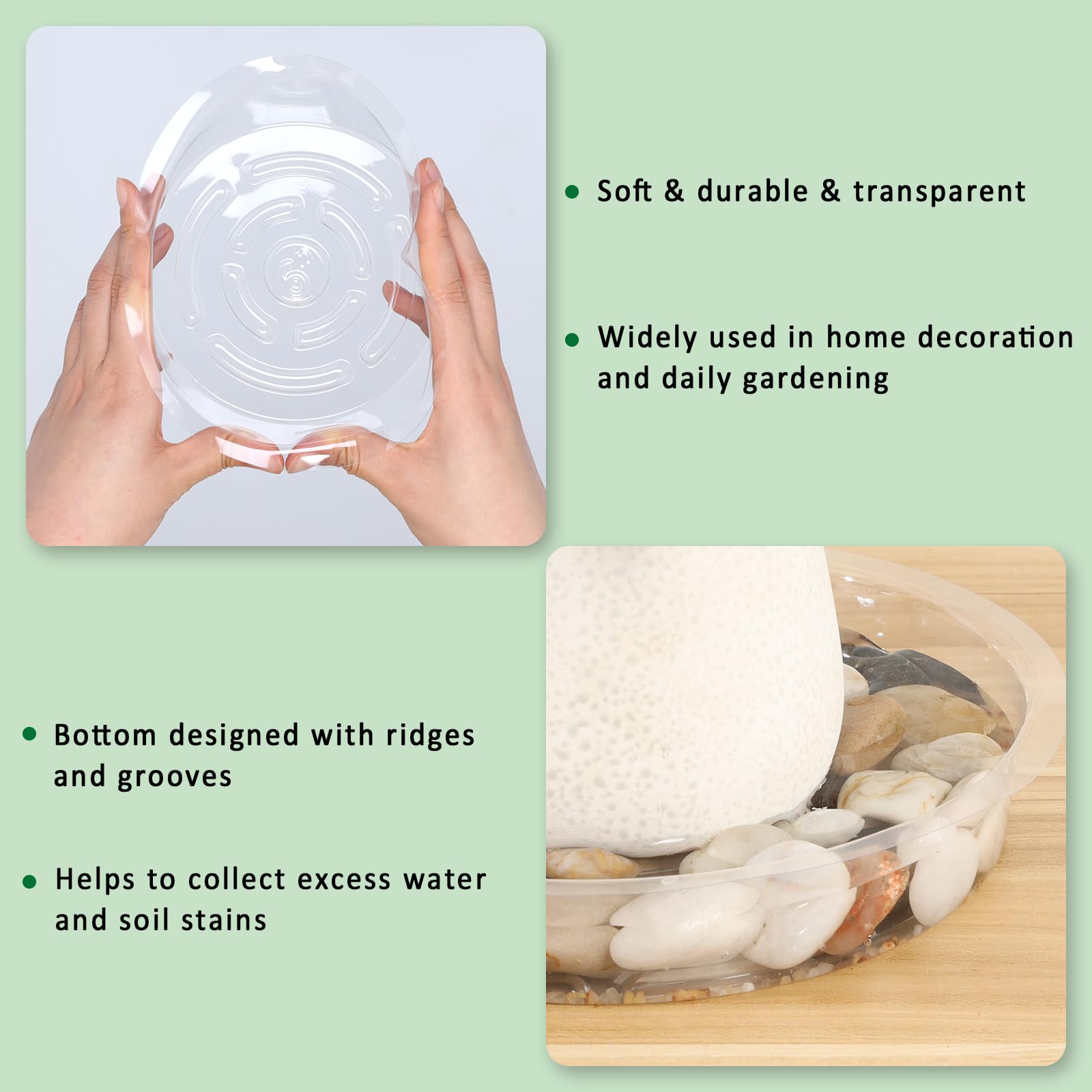 JERIA 6 Inch clear plant saucer side view