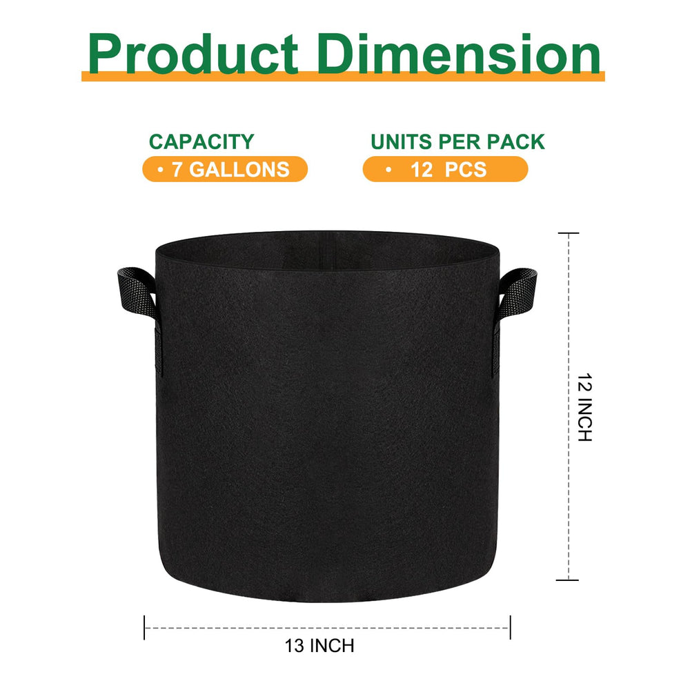JERIA 7 Gallon Grow Bags with plants inside