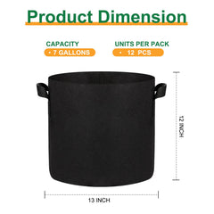 JERIA 7 Gallon Grow Bags with plants inside