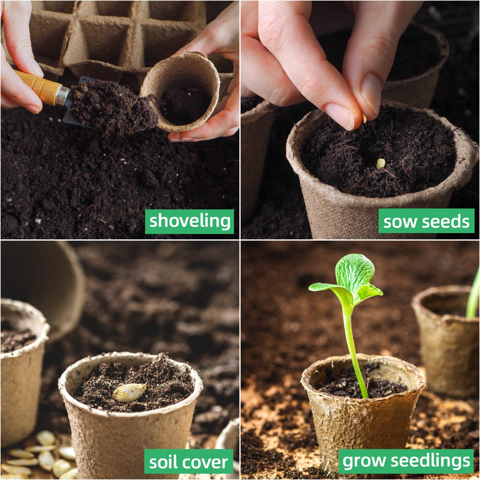 JERIA biodegradable peat pots stacked together