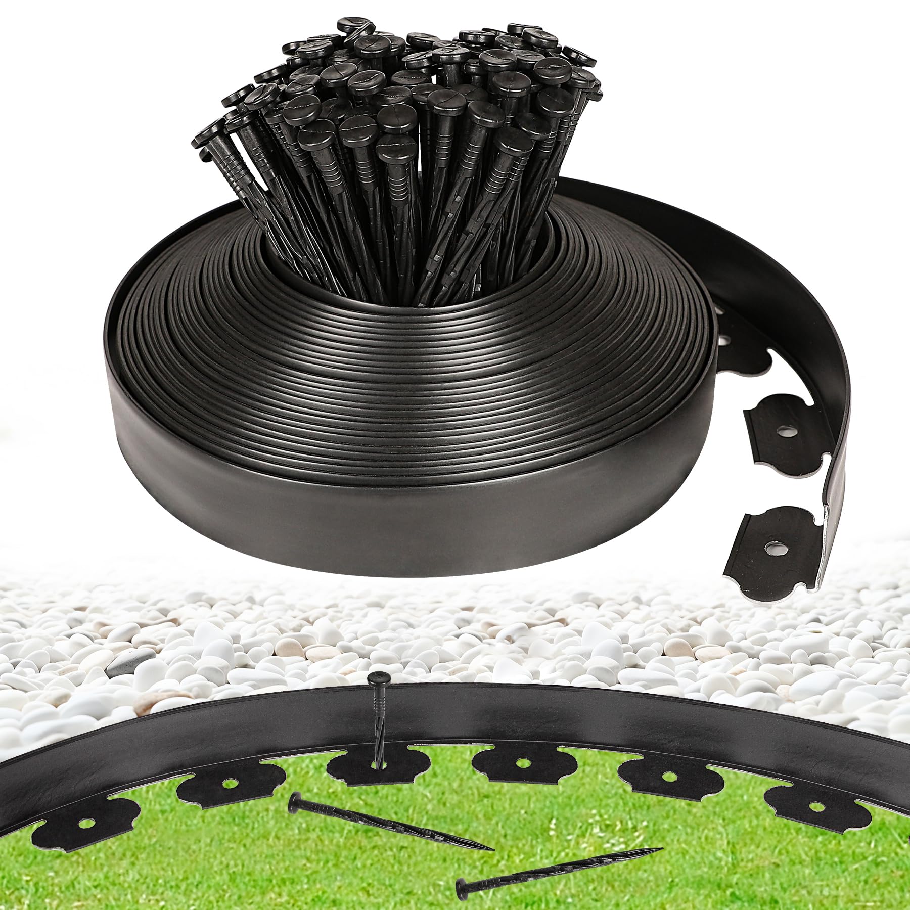 JERIA garden edging kit 66 ft roll with spikes
