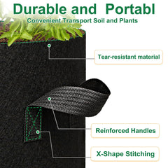 JERIA grow bags displayed with plant labels