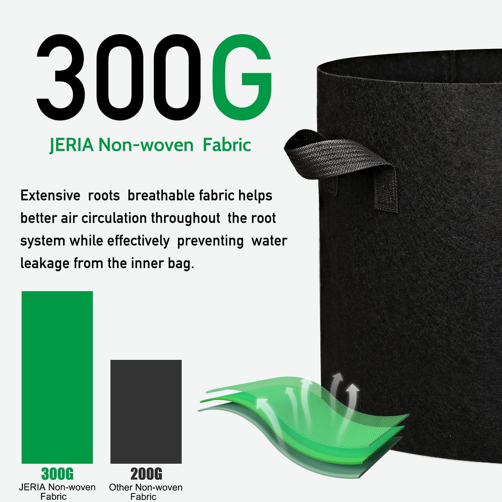 JERIA grow bags in a garden setting