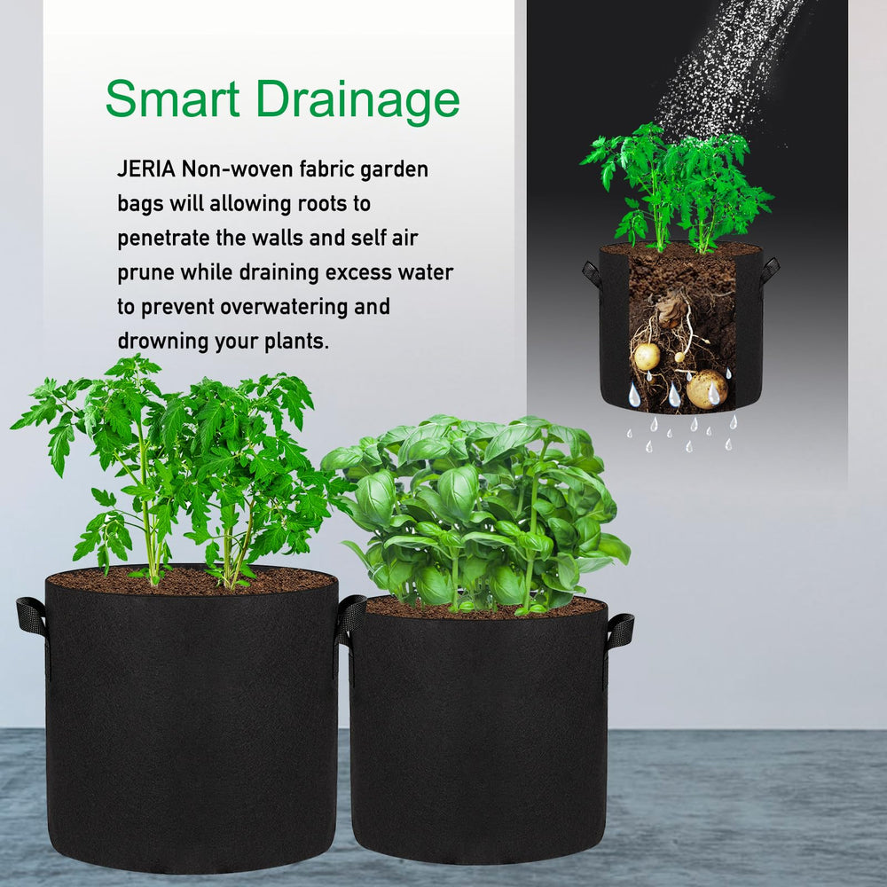 JERIA Grow Bags outdoors in a garden setting