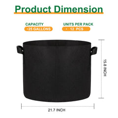 JERIA grow bags stacked showing size and fabric