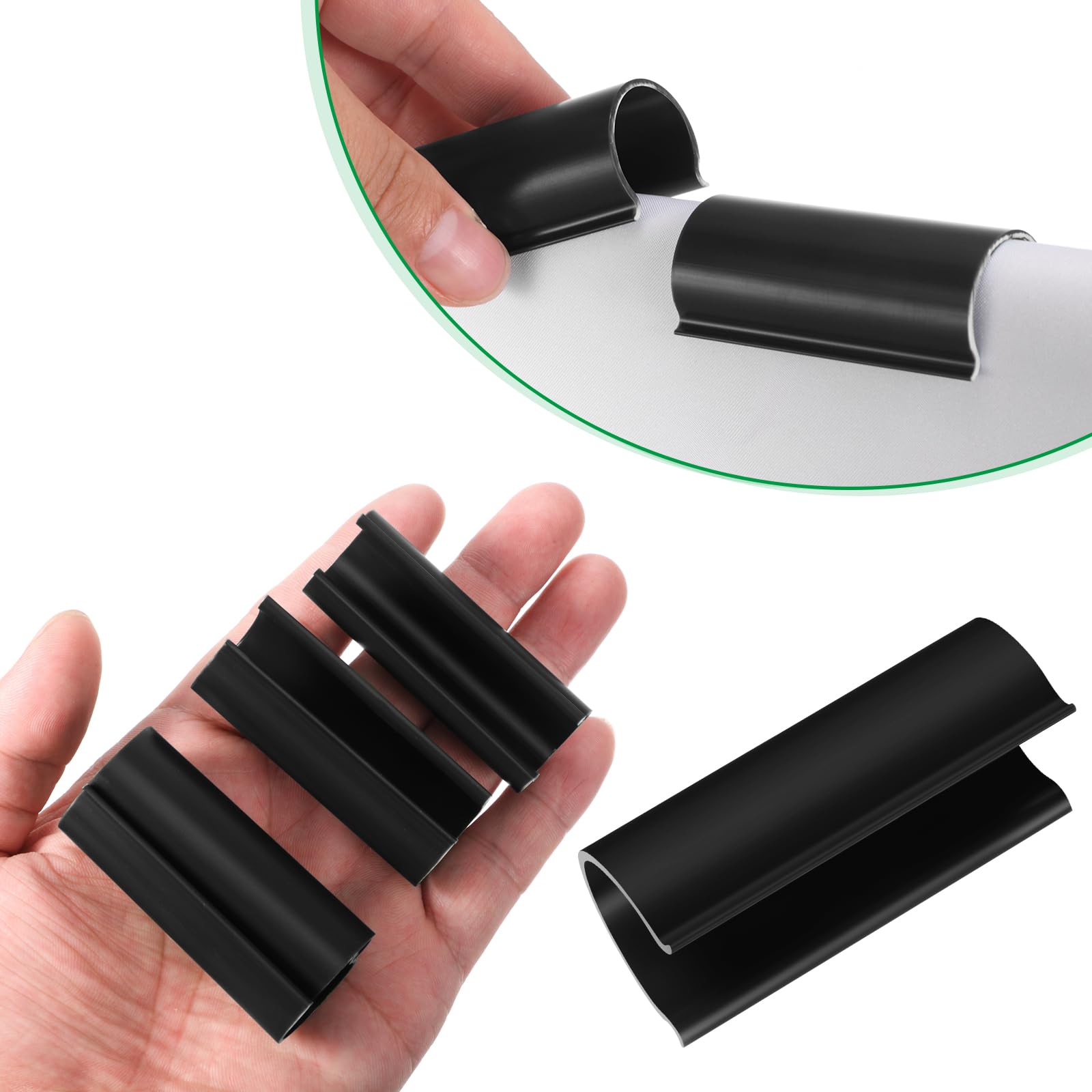 Jetec clamps securing greenhouse film on pipes