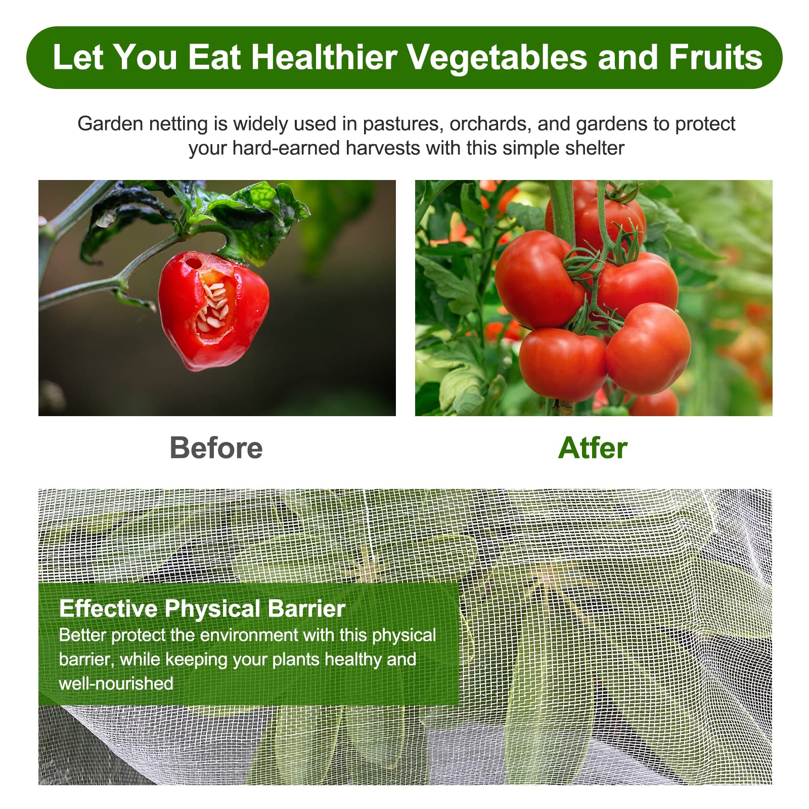 Jevrench garden netting packaging and dimensions