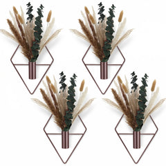 Jexine 4 Pcs Hanging Planters Set with artificial plants in bronze