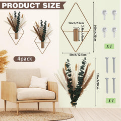 Jexine geometric wall hanging planter with pampas close-up