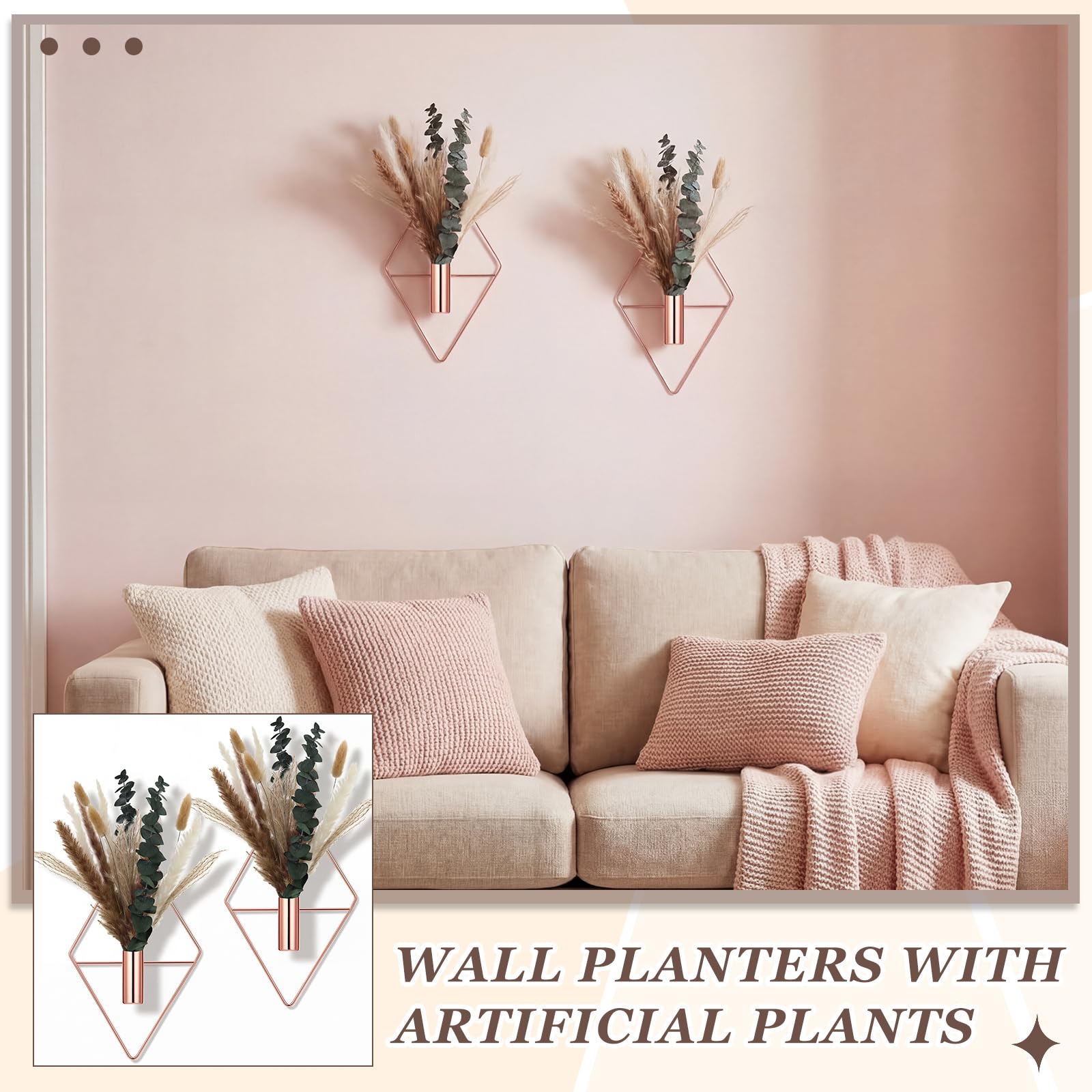 Jexine hanging planters with vibrant artificial plants