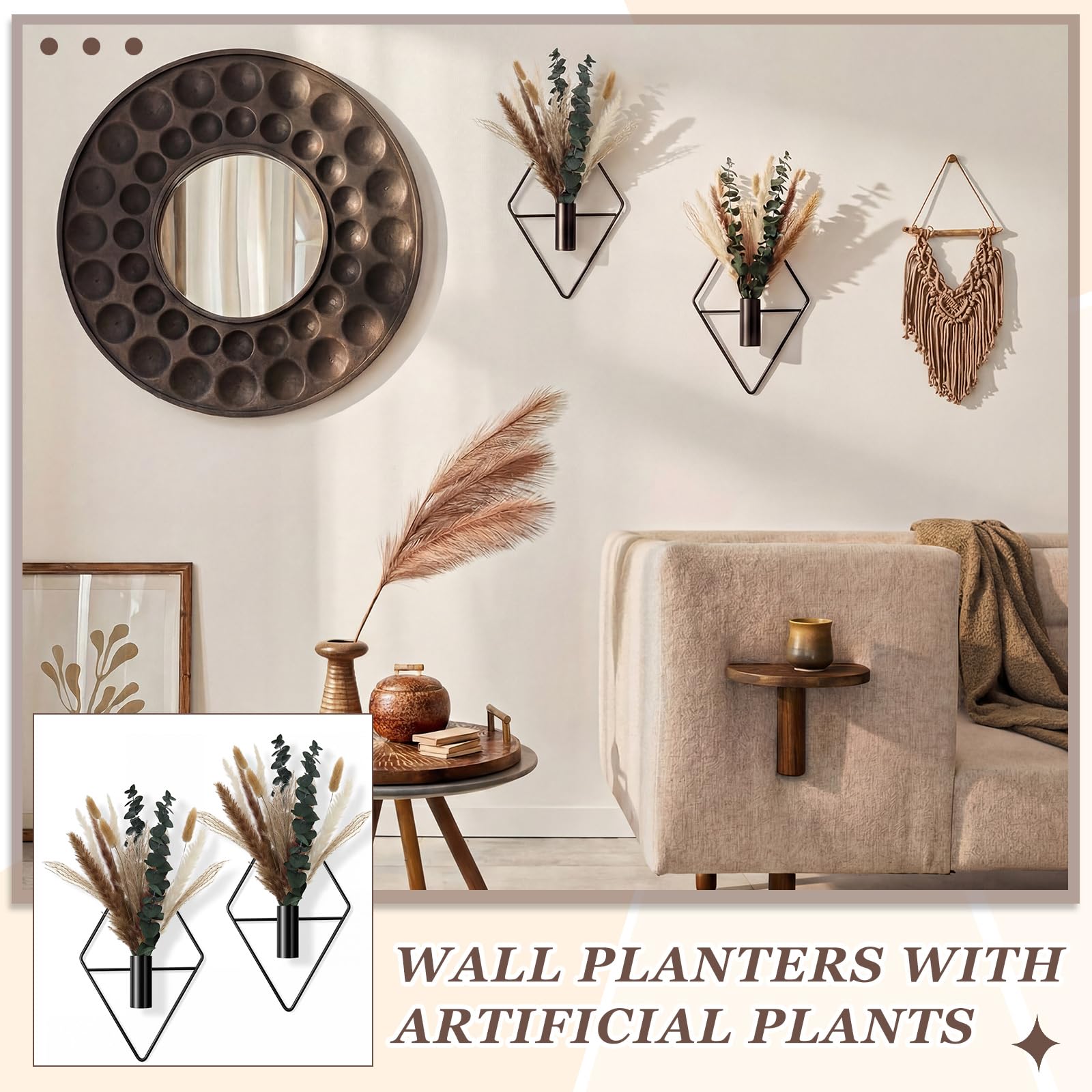 Jexine Matte Black Planter with Eucalyptus